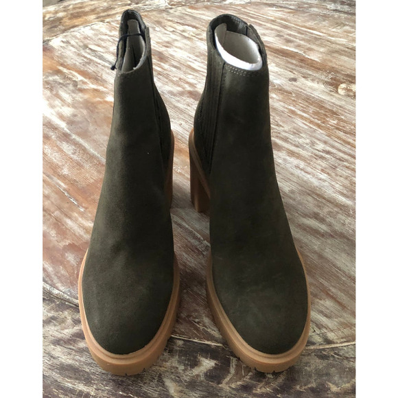 Dolce Vita Caster H20 Bootie Lug Sole Waterproof Leather Olive Green NEW 8.5 - Picture 3 of 9